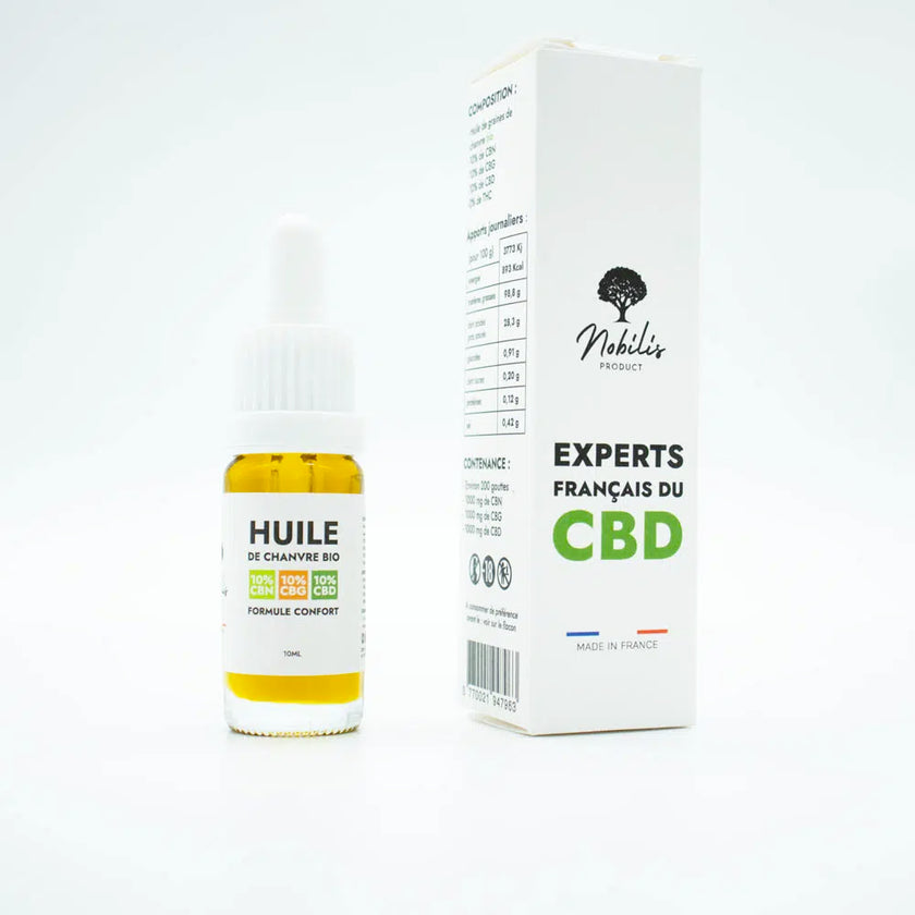 Huile 10% CBD 10% CBN 10% CBG – Formule Confort