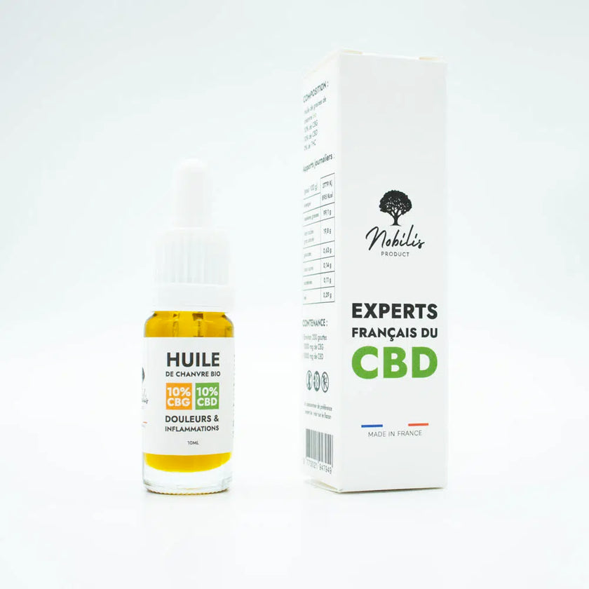 Huile 10% CBG et 10% CBD « Douleurs et Inflammations » sans THC