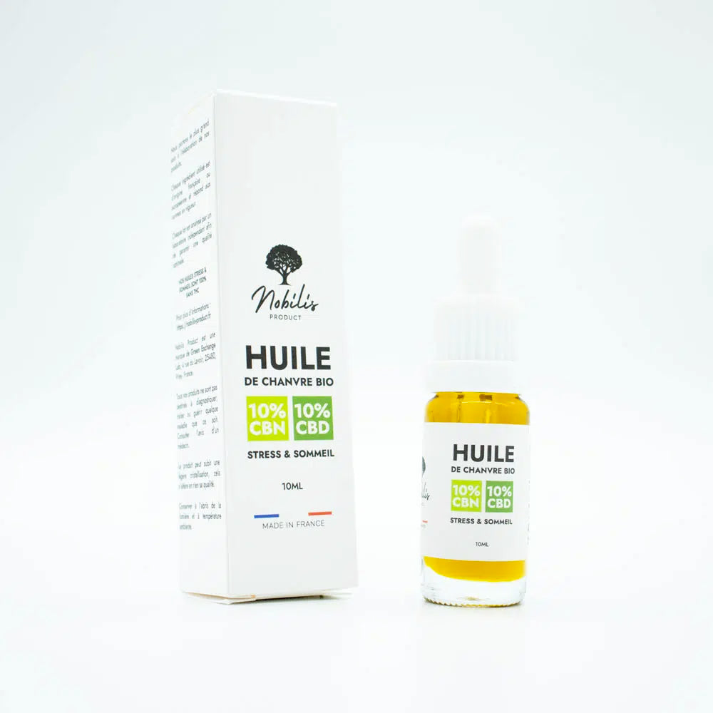Huile 10% CBN et 10% CBD « Stress et Sommeil » sans THC
